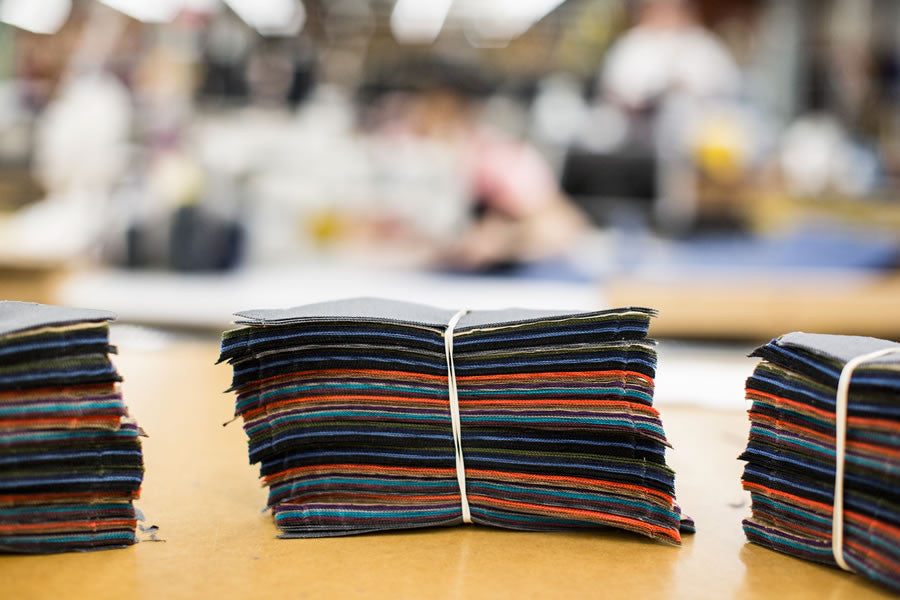 A stack of cut fabric parts